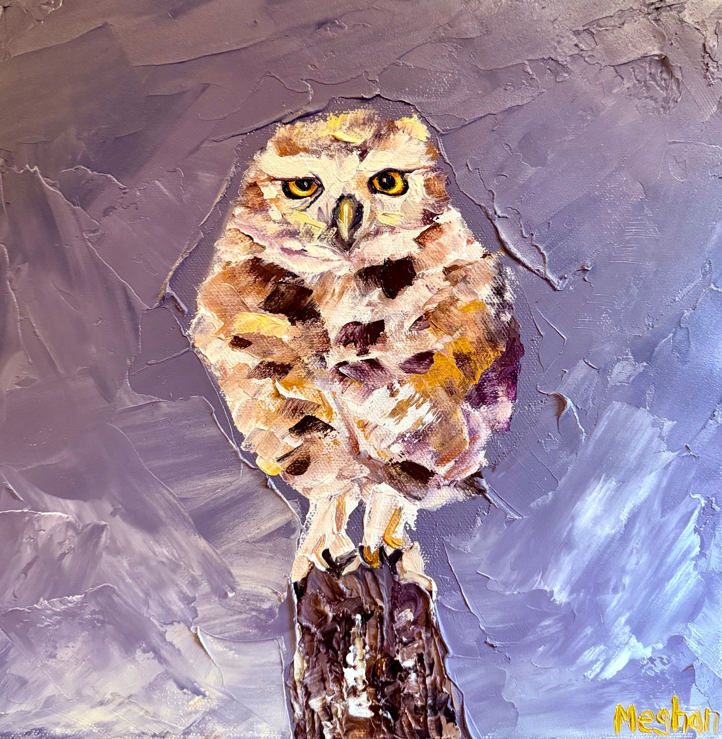 Owl with Greyed Lavender