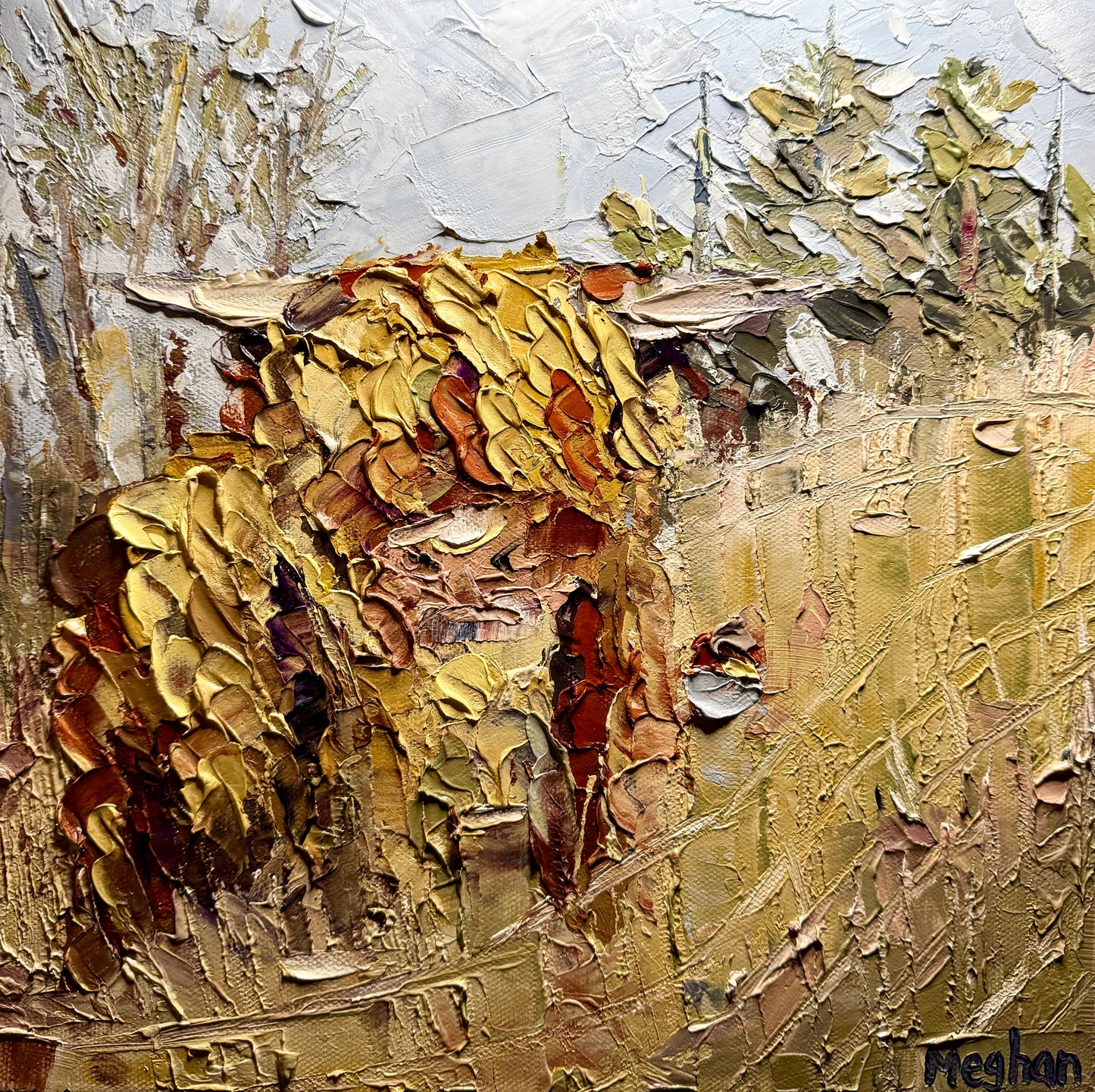 Highland Cow with Robin