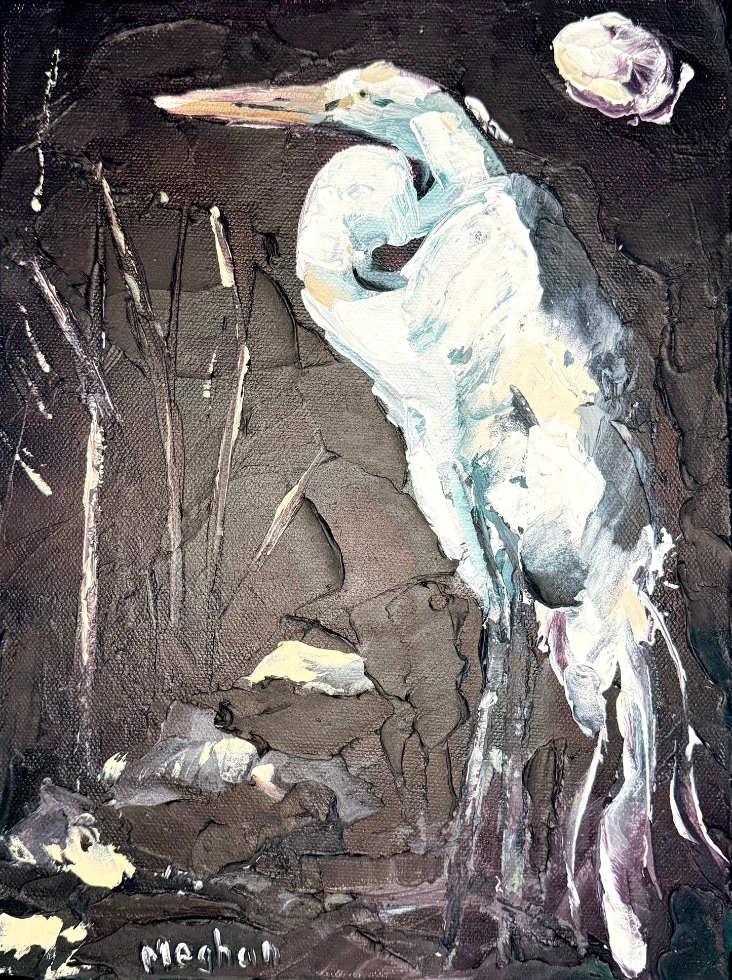 Heron with Nocturne Mauve